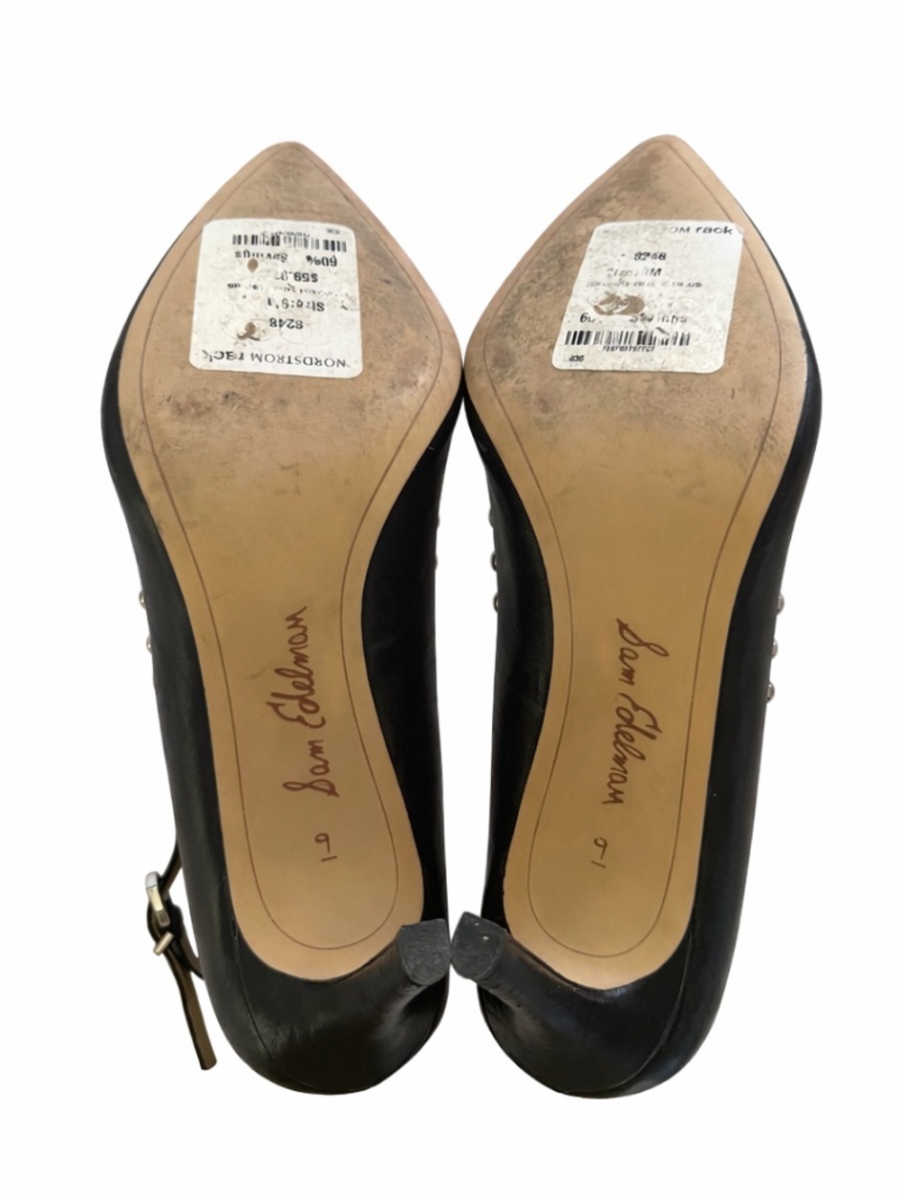 Sam Edelman Helen Studded Ankle Strap Pumps Black Leather Size 9 EUC ♣️ - Picture 4 of 4